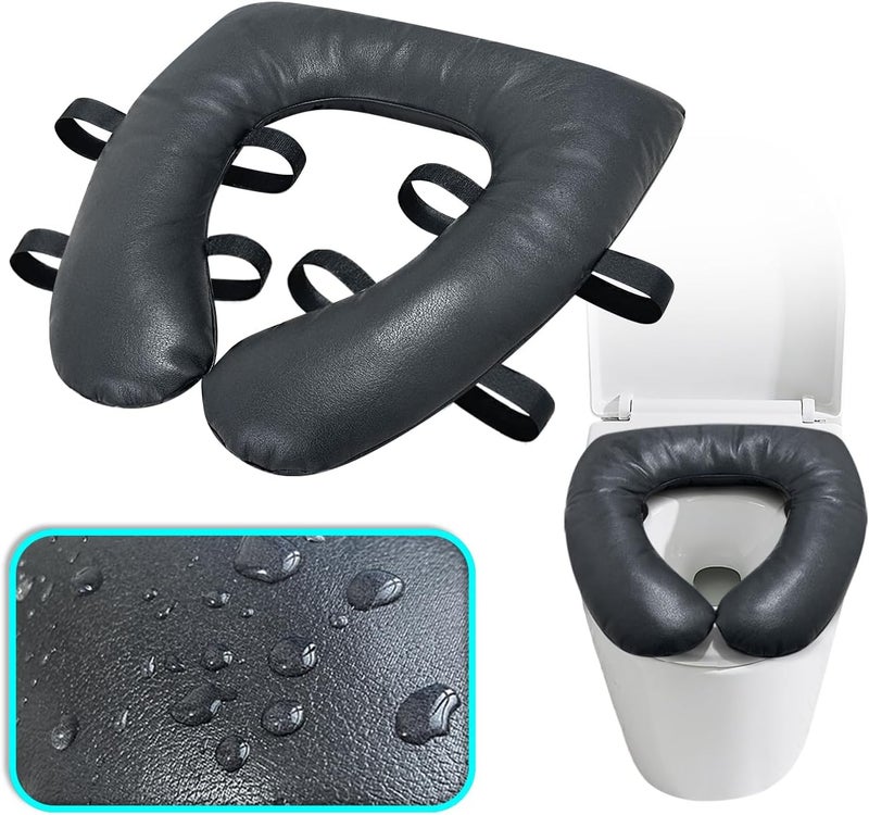 KAVIL Toilet Seat Cushion for Seniors Padded Booster Toilet Seat for Elderly Elongated Cushioned Bedside Commode Riser Cushion for Surgery Recovery Shower Chair Padding Open Toilet Cover (Black) - Image 1
